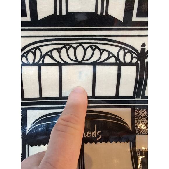 Harrods Of London Iconic Knightsbridge Building PVC Coated Tote Bag Black Ivory - Picture 2 of 14